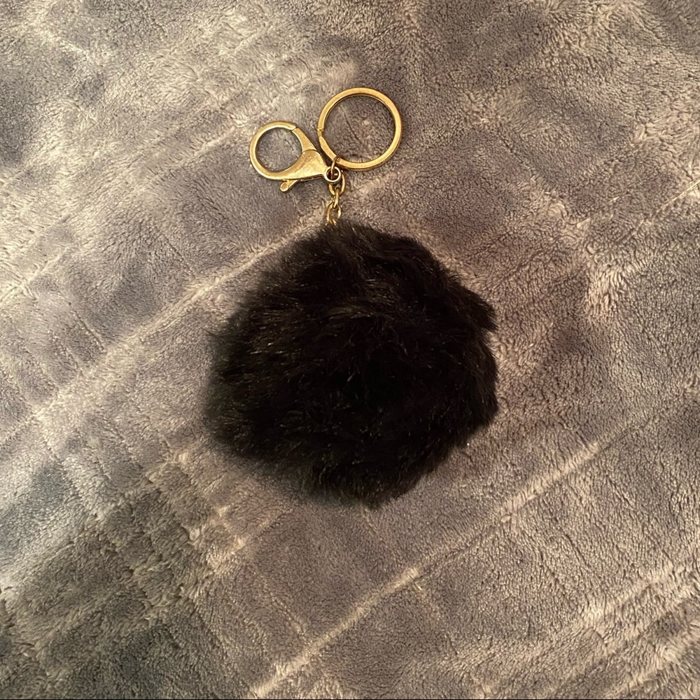 Black Fuzzy Keychain gold
